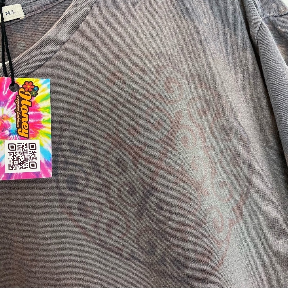 Marine Layer Upcycled Tee Shirt Mens Size Medium Large Gray Acid Wash Stencil - Picture 5 of 12